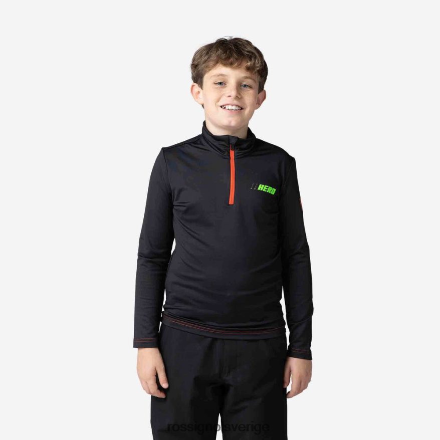 Pojkar Rossignol svart hero stretch fleece med halv dragkedja blast 0P00HR1210
