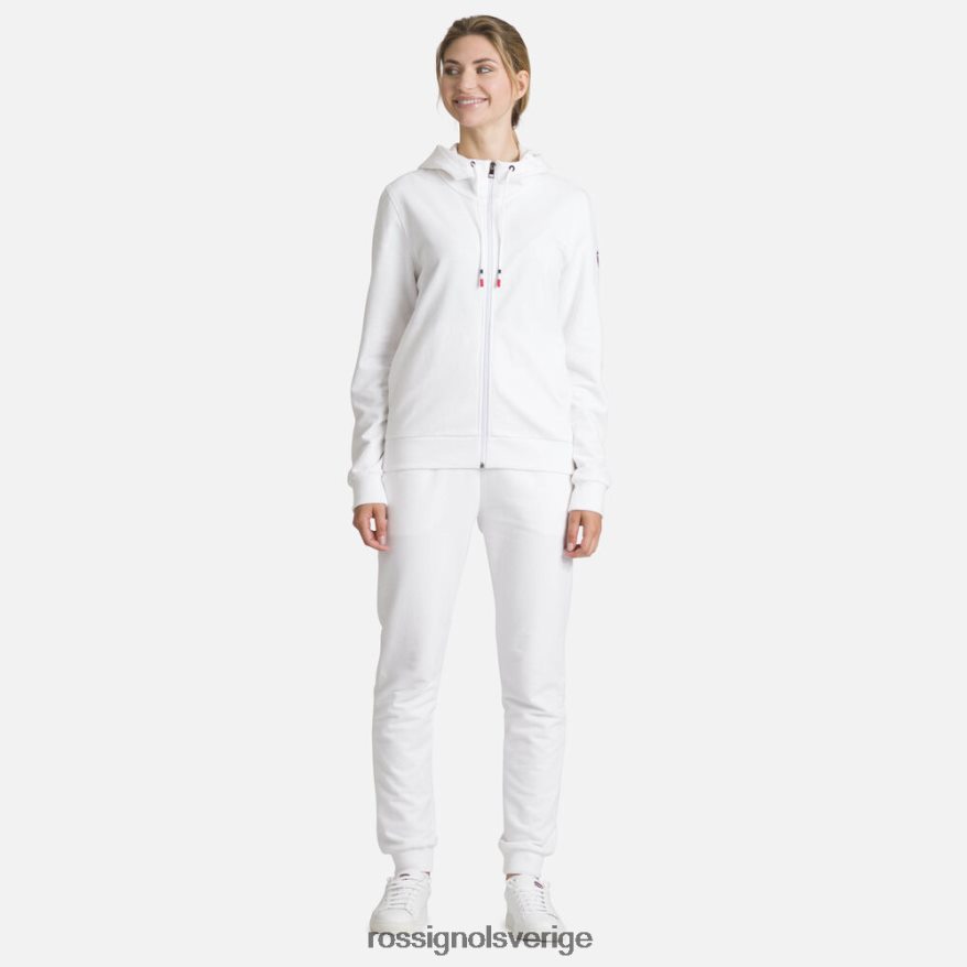 kvinnor Rossignol vit bomullströja med luva och logotyp med hel dragkedja blast 0P00HR960