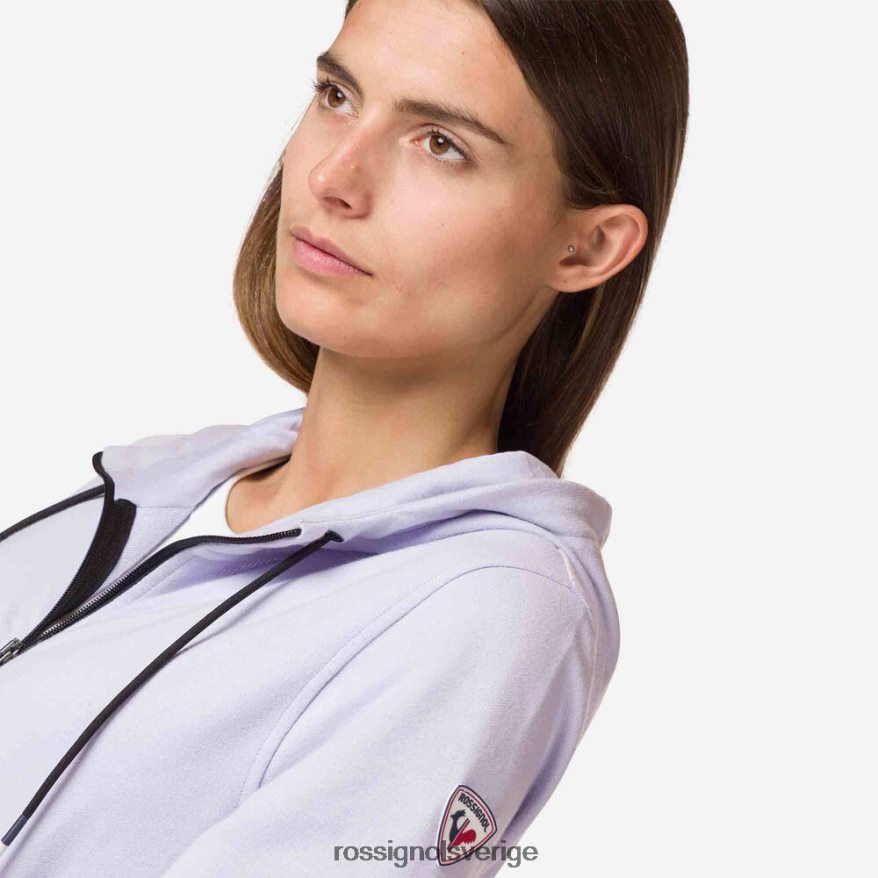 kvinnor Rossignol lavendelgrå bomullströja med luva och logotyp med hel dragkedja blast 0P00HR1004