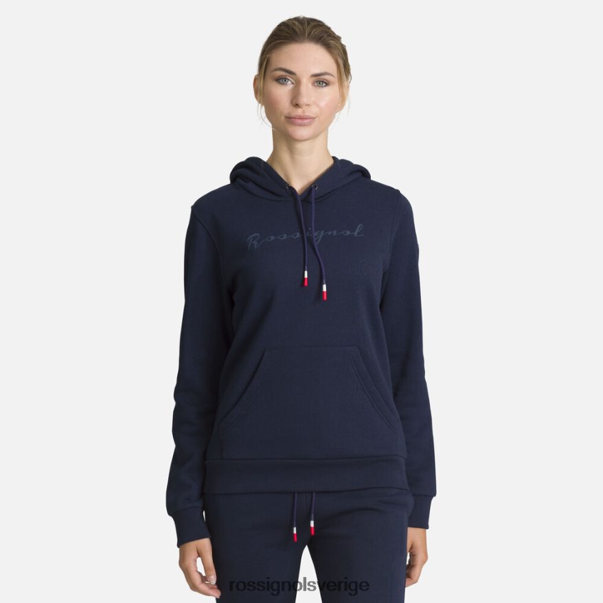 kvinnor Rossignol mörk marinblå bomullströja med huva med logotyp blast 0P00HR711