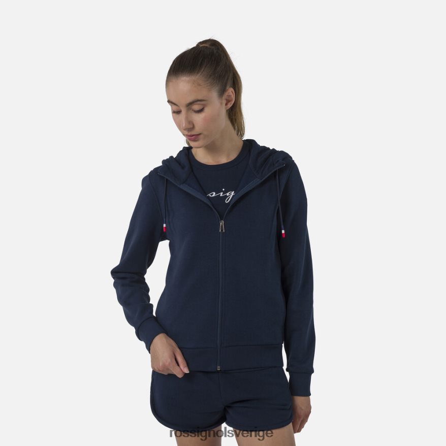 kvinnor Rossignol mörk marinblå fleecetröja med luva med luva och dragkedja blast 0P00HR935