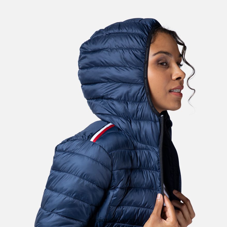 kvinnor Rossignol mörk marinblå huva isolerad jacka 180gr blast 0P00HR936