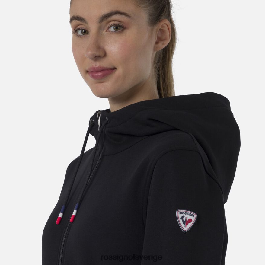 kvinnor Rossignol svart fleecetröja med luva med luva och dragkedja blast 0P00HR888