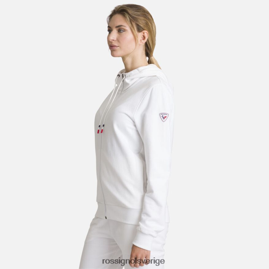 kvinnor Rossignol vit bomullströja med luva och logotyp med hel dragkedja blast 0P00HR960