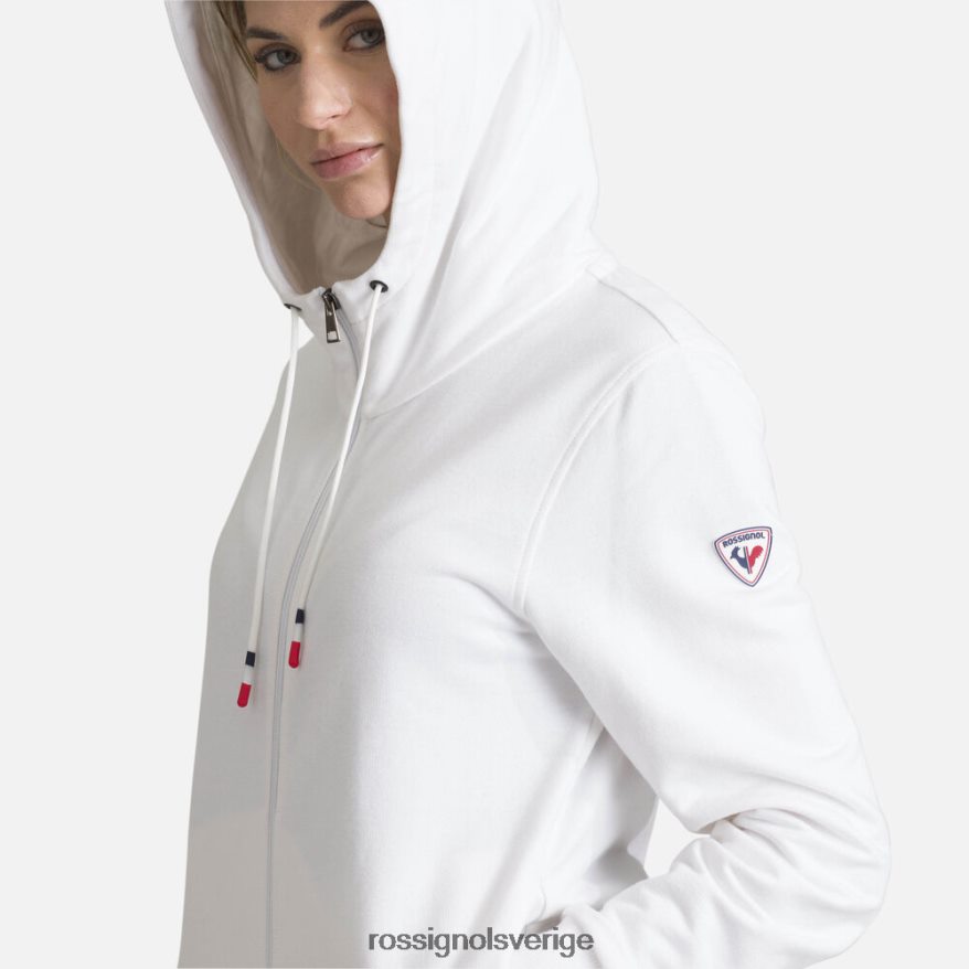 kvinnor Rossignol vit bomullströja med luva och logotyp med hel dragkedja blast 0P00HR960