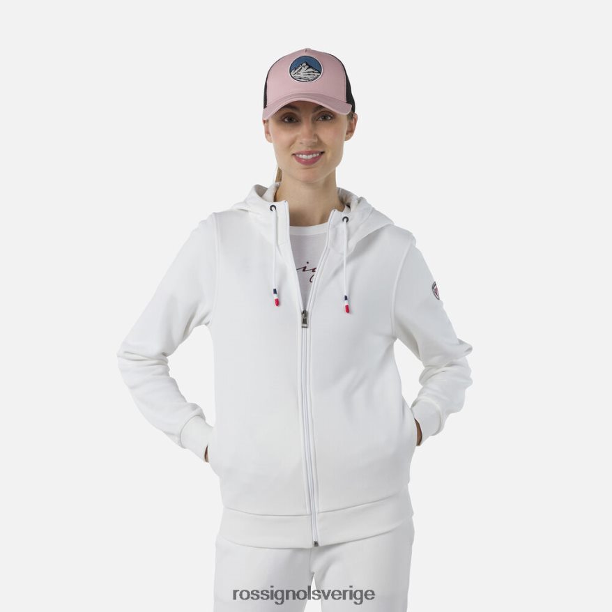 kvinnor Rossignol vit fleecetröja med luva med luva och dragkedja blast 0P00HR842