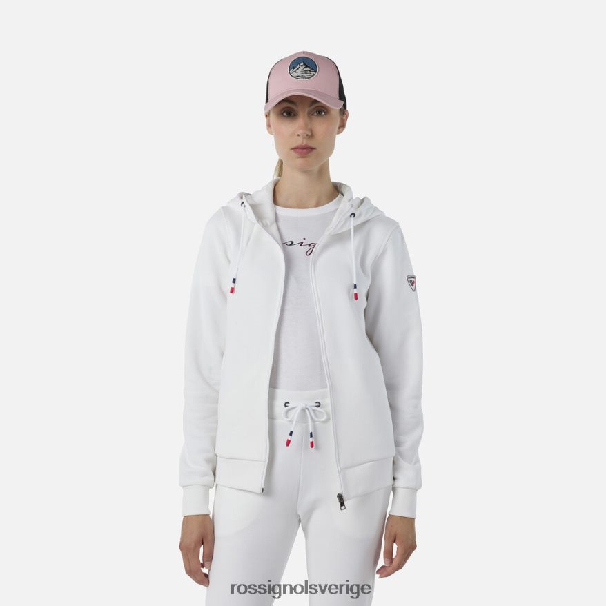 kvinnor Rossignol vit fleecetröja med luva med luva och dragkedja blast 0P00HR842