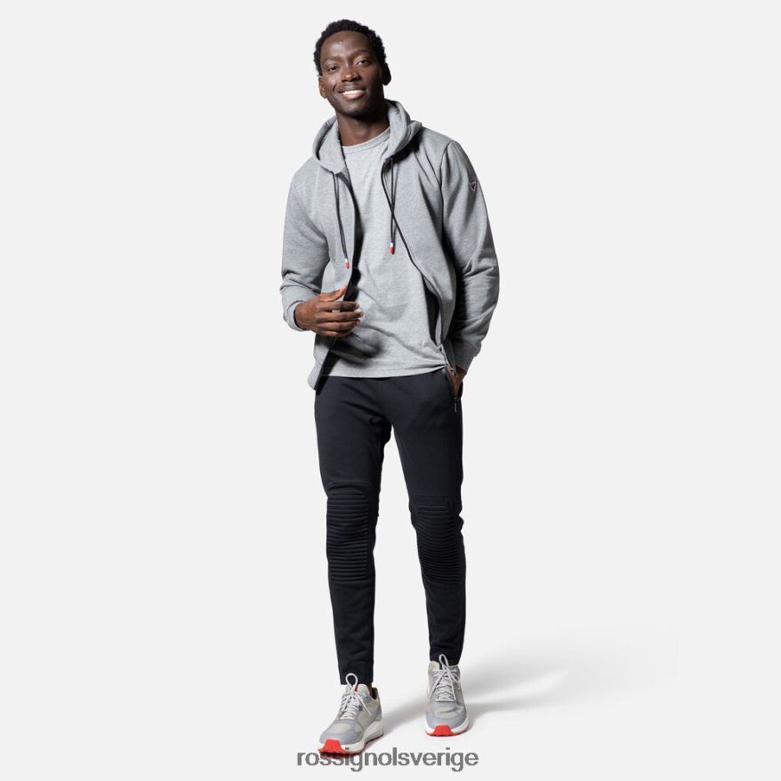 män Rossignol gråmelerad bomullströja med luva och logotyp med hel dragkedja blast 0P00HR471