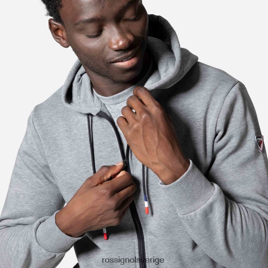 män Rossignol gråmelerad bomullströja med luva och logotyp med hel dragkedja blast 0P00HR471