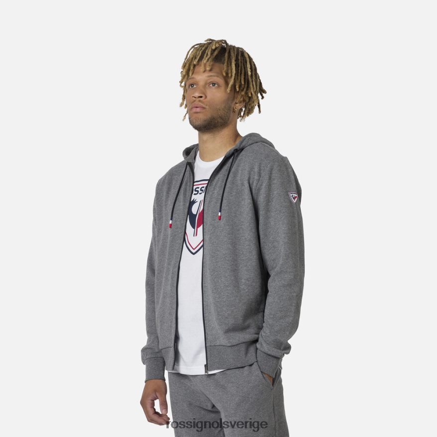 män Rossignol gråmelerad fleecetröja med luva med luva och dragkedja blast 0P00HR376