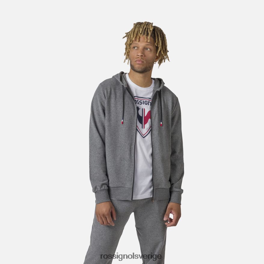 män Rossignol gråmelerad fleecetröja med luva med luva och dragkedja blast 0P00HR376