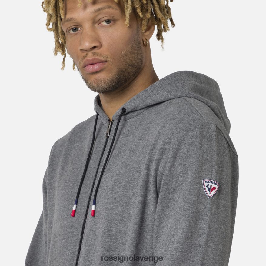 män Rossignol gråmelerad fleecetröja med luva med luva och dragkedja blast 0P00HR376