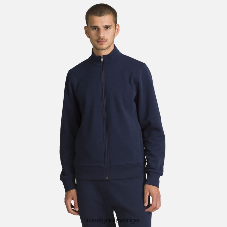 män Rossignol mörk marinblå bomullströja med logotyp med full dragkedja blast 0P00HR416