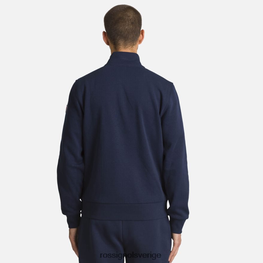 män Rossignol mörk marinblå bomullströja med logotyp med full dragkedja blast 0P00HR416