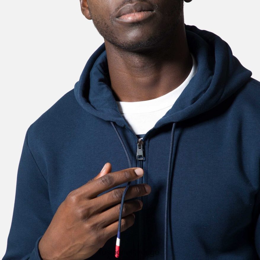 män Rossignol mörk marinblå bomullströja med luva och logotyp med hel dragkedja blast 0P00HR106