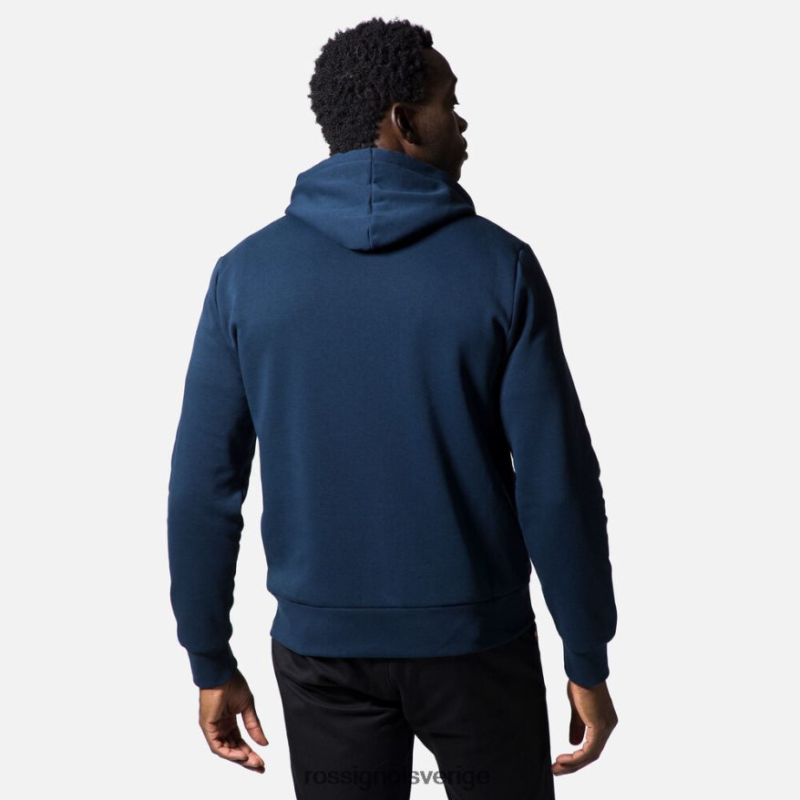 män Rossignol mörk marinblå bomullströja med luva och logotyp med hel dragkedja blast 0P00HR106