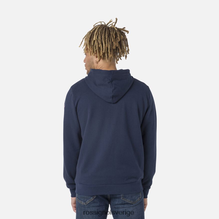 män Rossignol mörk marinblå fleecetröja med luva med luva och dragkedja blast 0P00HR434