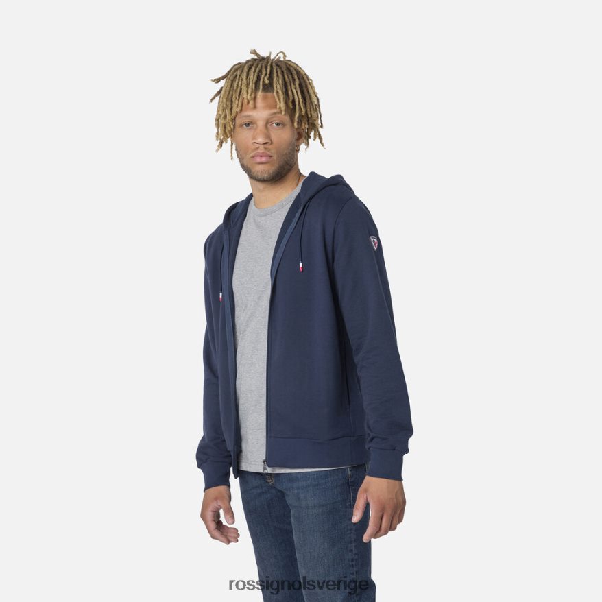 män Rossignol mörk marinblå fleecetröja med luva med luva och dragkedja blast 0P00HR434