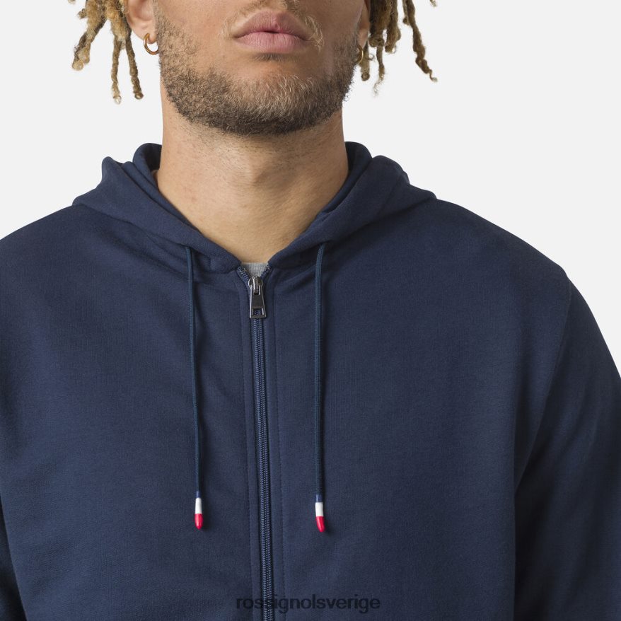 män Rossignol mörk marinblå fleecetröja med luva med luva och dragkedja blast 0P00HR434