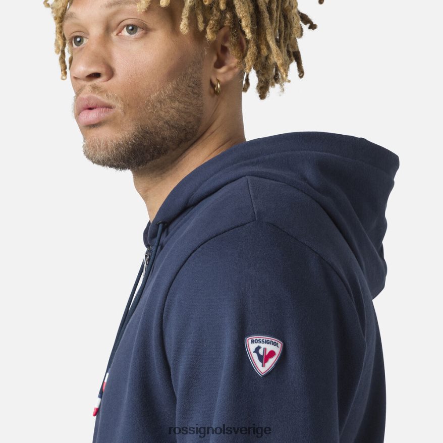 män Rossignol mörk marinblå fleecetröja med luva med luva och dragkedja blast 0P00HR434
