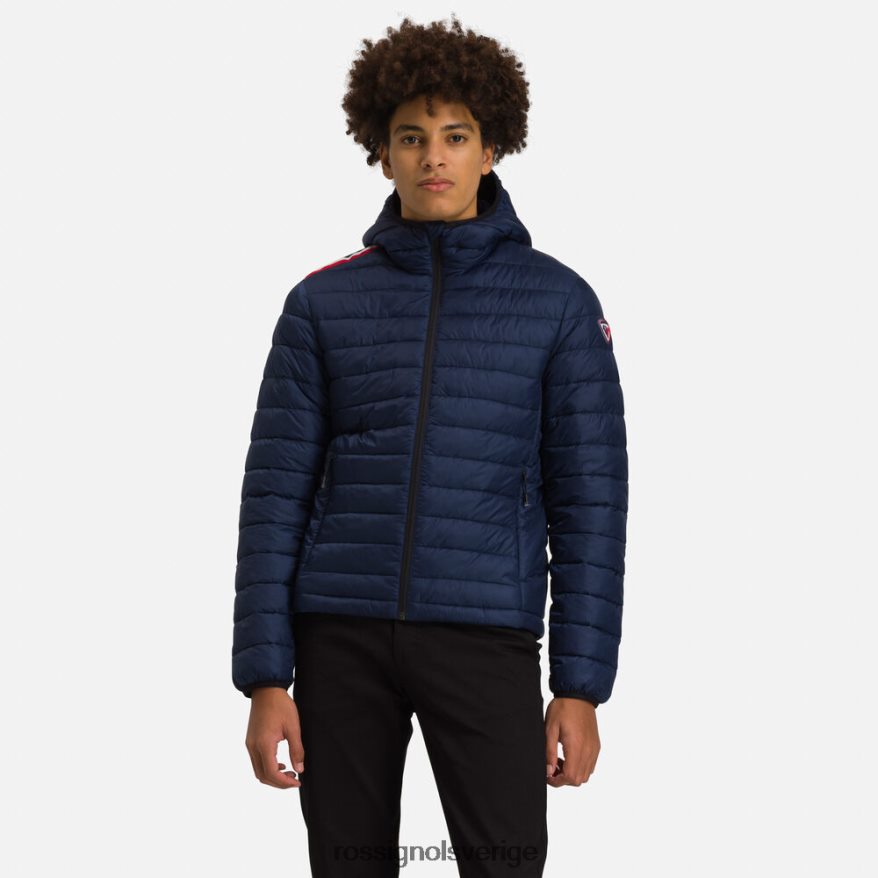 män Rossignol mörk marinblå huva isolerad jacka 180gr blast 0P00HR141