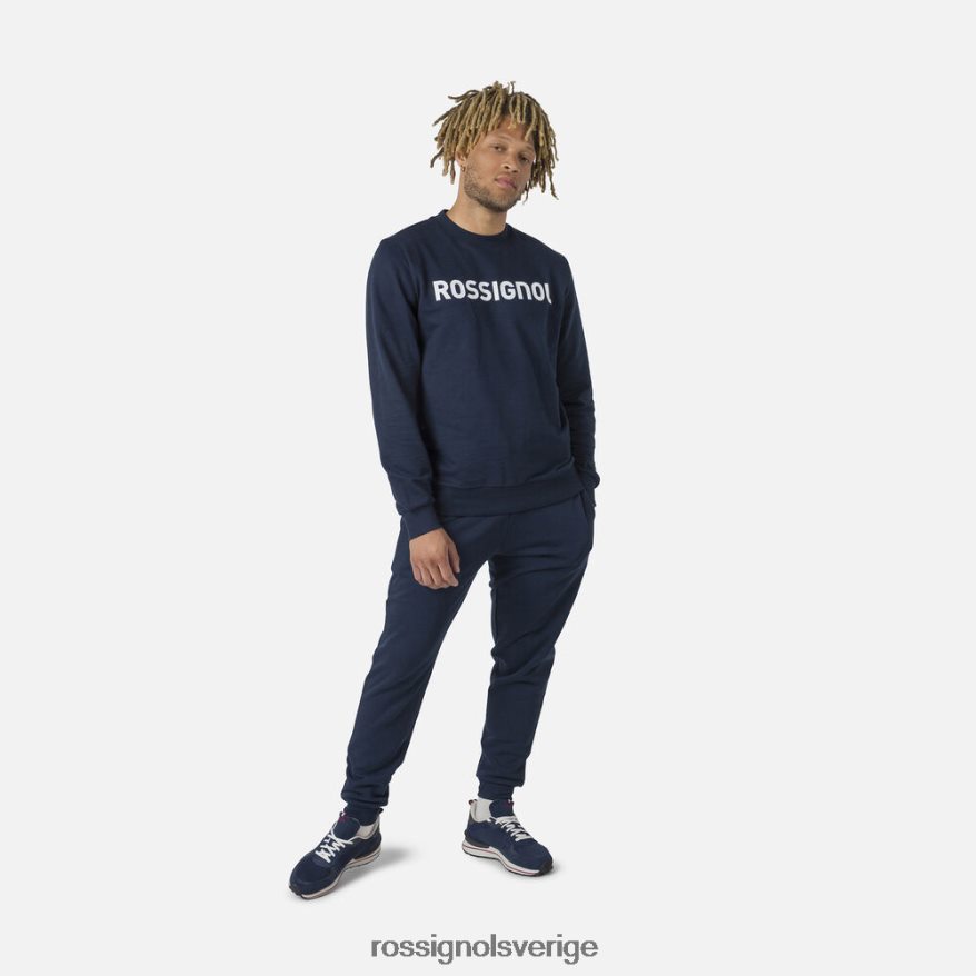 män Rossignol mörk marinblå logotyp bomullströja med rund hals blast 0P00HR415