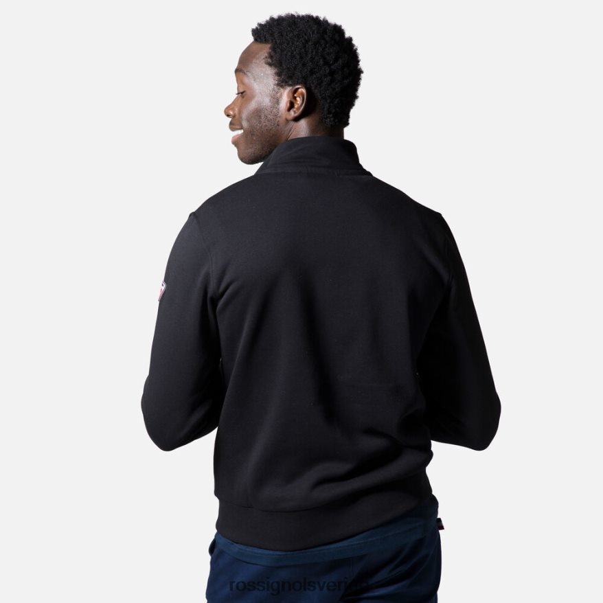 män Rossignol svart bomullströja med logotyp med full dragkedja blast 0P00HR430